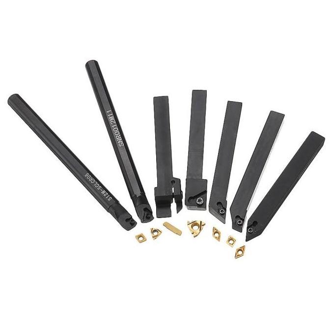 Irongo- Pahat Bubut Set 7 Pahat Bubut Luar Dan Dalam 12 Mm Boring Holder Bubut