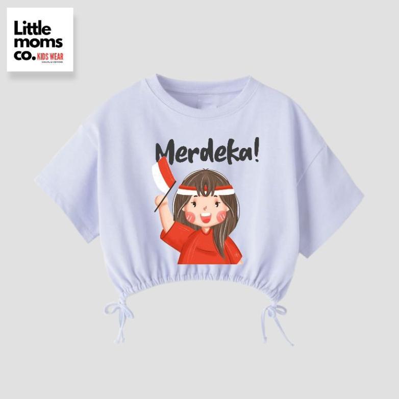 Promo  Littlemoms-Atasan Kaos Crop Anak Perempuan/Kaos 17 Agustus Kemerdekaan Indonesia Usia 1- 10 T