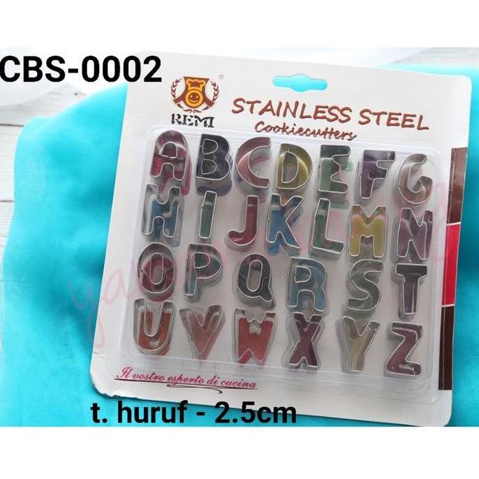 BEBAS ONGKIR - CBS-0002 Cutter bento fondant cookie huruf stainless alphabet abcd