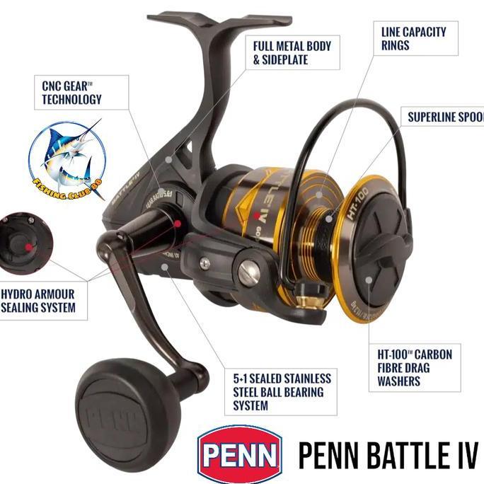 TERBARU - Reel Spinning PENN Battle IV 2000 3000 4000 5000 6000 8000 10000 Power Handle, Hydro Armou