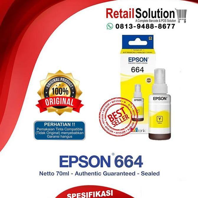 Solid- Tinta Epson 664 Original Yellow - Tinta Printer Epson L120 L310 L360