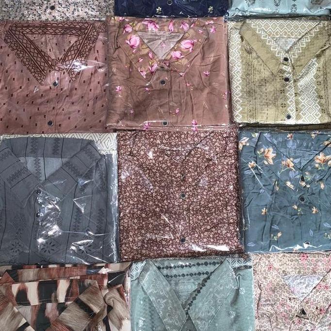 Topyoux- Lea Blouse Rayon Motif Lengan Panjang Kemeja Wanita Atasan Wanita By Saswear