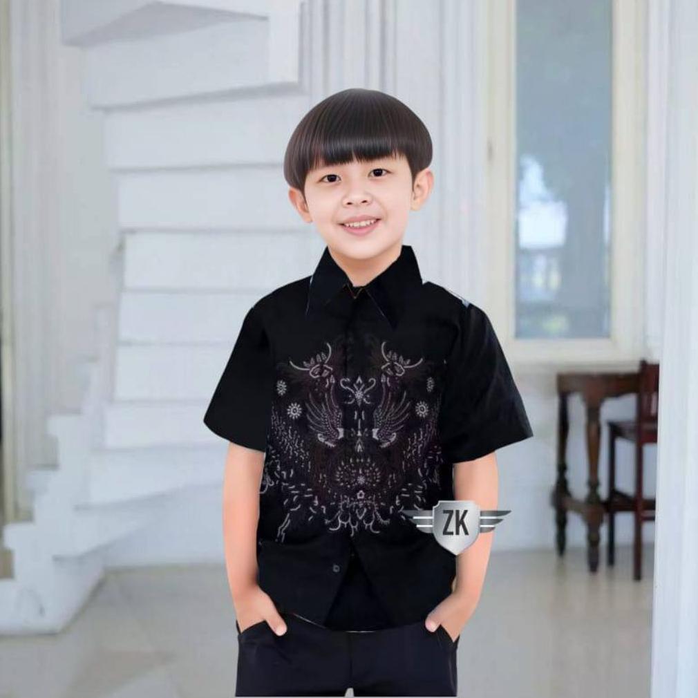 BEST SELLER BATIK ANAK LAKI-LAKI LENGAN PENDEK  MODERN UMUR (2-12 TAHUN) BISA BUAT SERAGAM HAJATAN/S