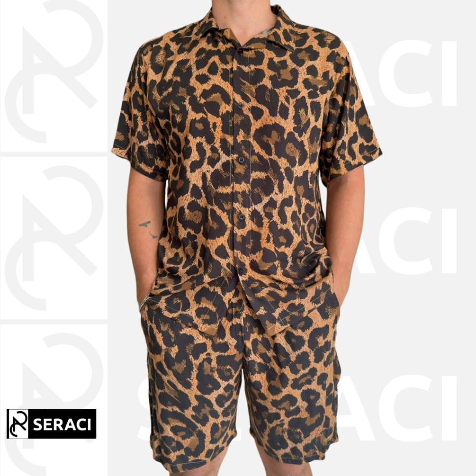 Diskont Viral  Seraci - One Set Kemeja Pria Dan Wanita Setelan Celana Pendek Hawaii Daily Outfit Pan