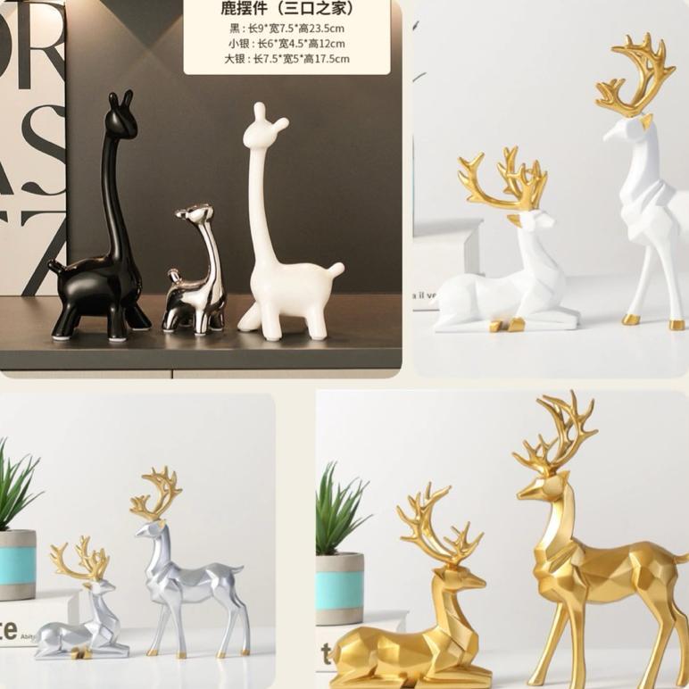Pajangan Dekorasi Reindeer Rusa Tanduk Kado Pajangan Mewah Minimalis