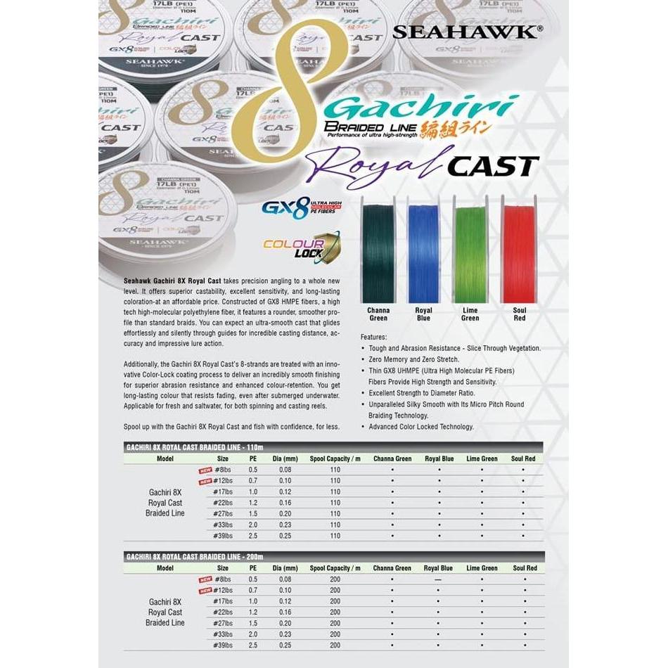 Pe. Seahawk Gachiri X8 Braided Line Royal Cast 200M
