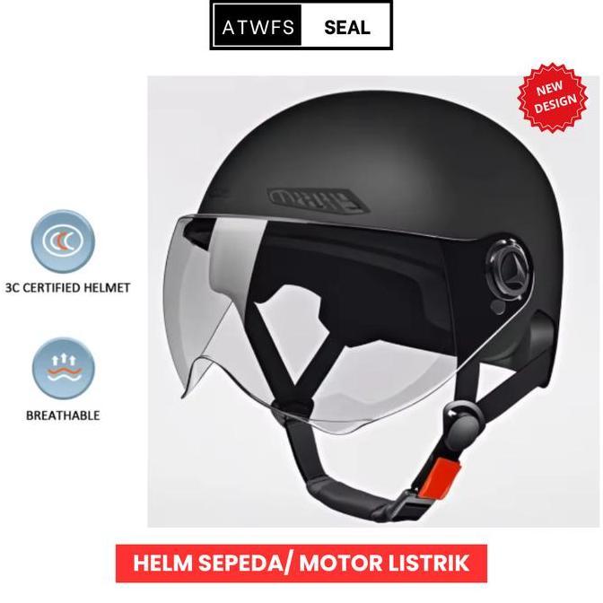 Helm Sepeda Listrik Motor Elektrik Skuter Retro Vintage Pria Wanita Dewasa All Size ABS EPS Visor