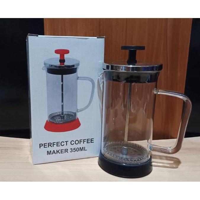 #####] French Press Full Glass Plunger 350 ml Froting Susu Menyaring Kopi Teh