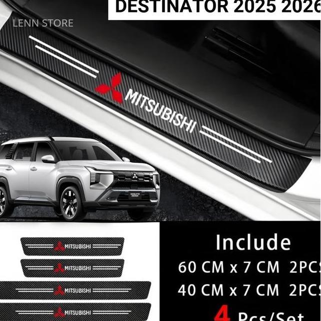 4Pcs Stiker Pelindung Sill Plate Pintu Mobil Mitsubishi Destinator 2025 2026