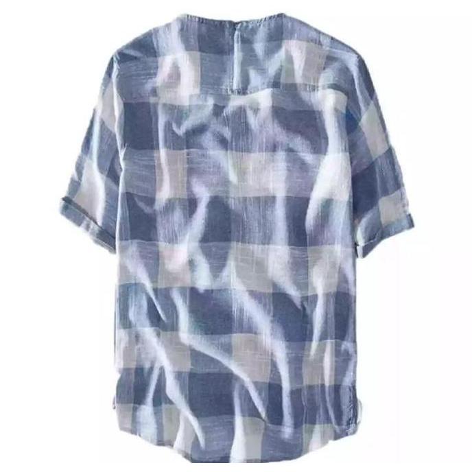 Baju Atasan Panjang Koko Kurta Motif Kotak-Kotak Pria Dewasa Muslim Jumbo Kekinian Kauky.Id Bahan Ka