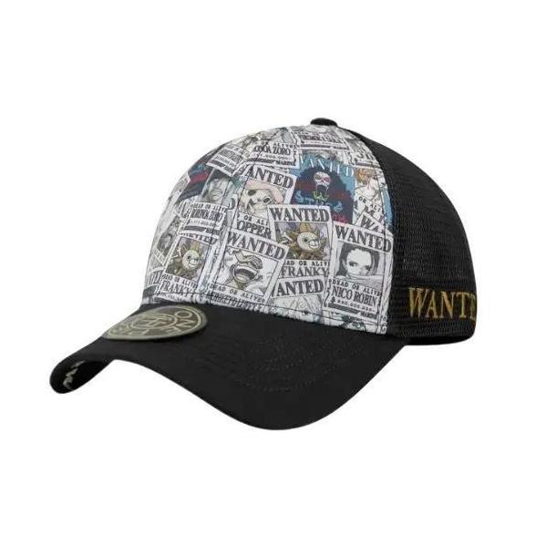 Topi Angel New Era x One Piece Wanted All Over Logo Collab Anime Trucker Hat OSFM Impor Taiwan 100% 