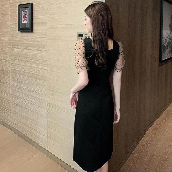 Promo MissMoka Chloe Midi dress Chiffon Polkadot Tulle Korean girly feminim style Santai Manis Disko