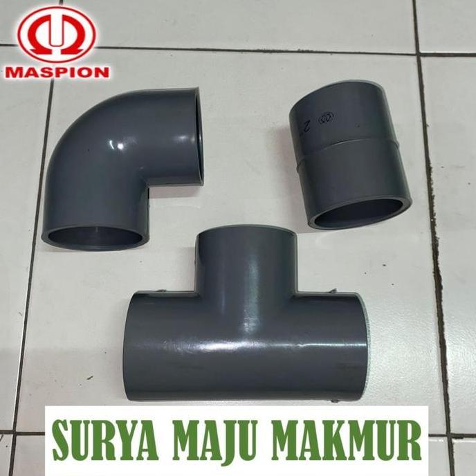 SAMBUNGAN PIPA 2.5 INCH MASPION AW KENI 21/2 INCH TEE 21/2 INCH SOK 21/2 INCH MASPION AW L T ELBOW