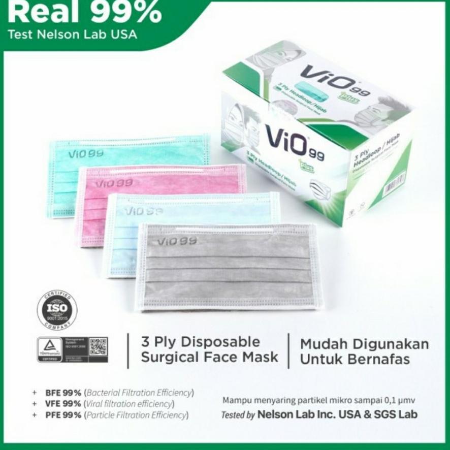 Masker vio 3 ply Headloop hijab isi 50 pcs