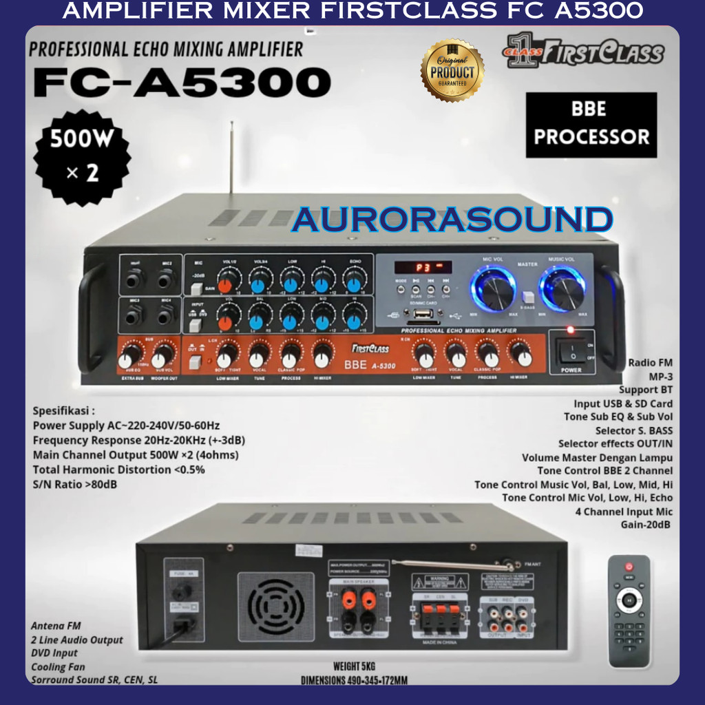 AMPLIFIER MIXER FIRSTCLASS FC A5300 AMPLI FCA5300 FC A 5300 BLUETOOTH BBE PROCESSOR