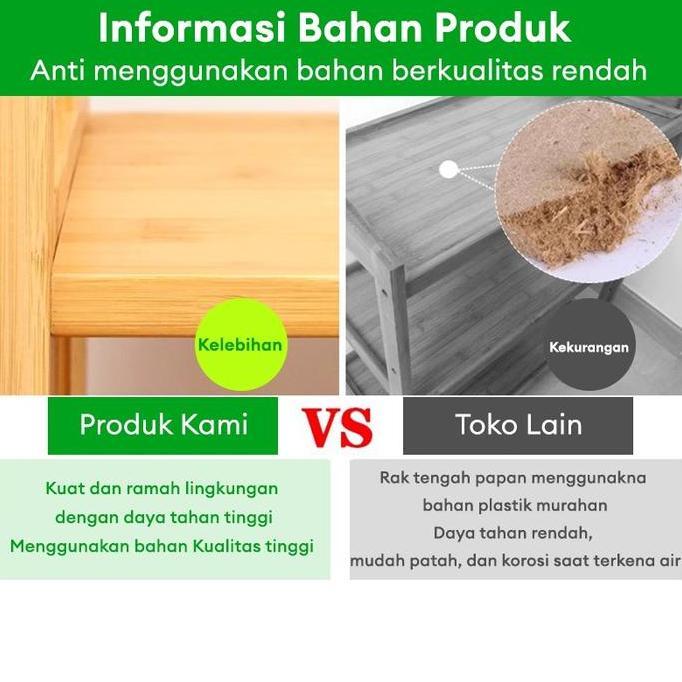 Instancodbisa- [Dh]Rak Sepatu Susun Kayu Rak Bamboo Penyelenggara Rak Sandal Rak Sepatu Medan Rak Pe