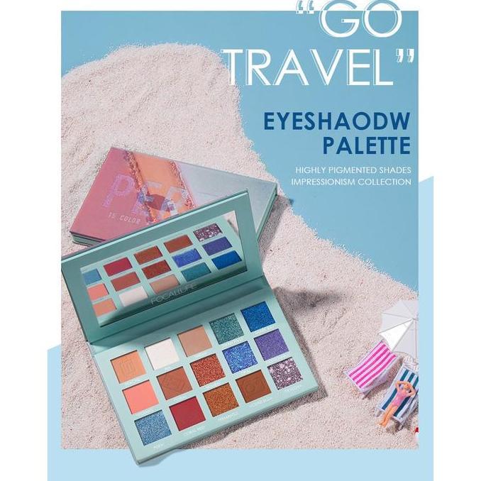 Cod,Bisa- (Ready & Ori) Focallure Eyeshadow Pallete Go Travel 15 Colors Paris Turkey Prague Perth To