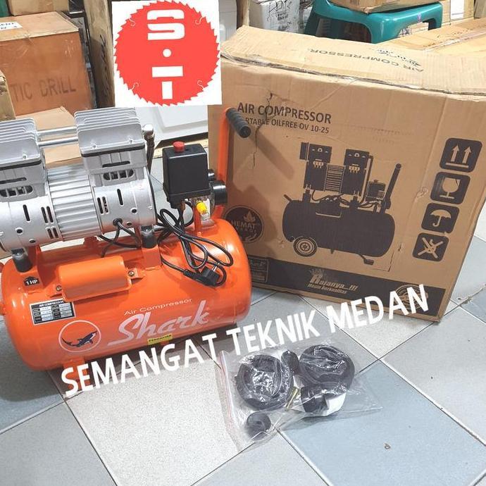 TERBARU - OV10-25 COMPRESSOR KOMPRESSOR OILLESS SILENT 1HP 1 HP 25 LITER SHARK
