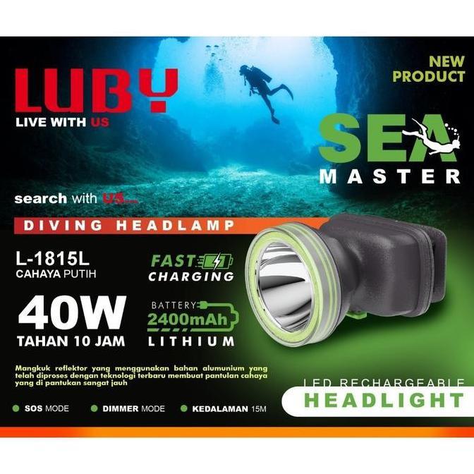 HARGA DISC - LUBY Senter Kepala Selam Super Terang senter selam LUBY 7200mAh lithium LED Rechargeabl