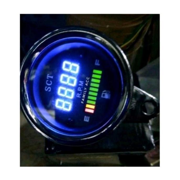 DV126 - Speedometer Fuel Meter 2in1 Digital Rpm Plus Amper Bensin LED Universal motor/mobil dill