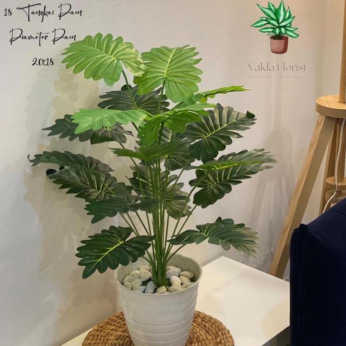 Slowby- Daun Palm Gerigi 18 Tangkai Daun Plastik Bunga Dekorasi Pojok Rumah Bunga Artifisial Murah