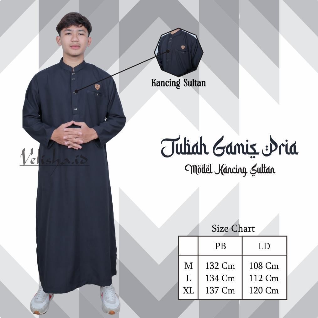 ORIGINAL JUBAH GAMIS PRIA DEWASA REMAJA LENGAN PANJANG MODEL KANCING SULTAN KEKINIAN