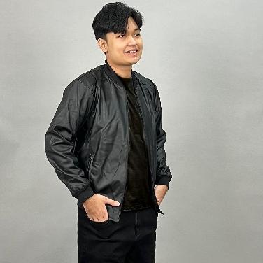 PROMO Jaket Kulit Pria Jaket Motor Tebal Waterproof Jaket Touring Hitam Zipper M - XXL