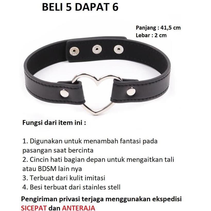 Depama_t - d134 kalung cinta unik leather kulit stainless bentuk hati bdsm toys kalung leher dominas