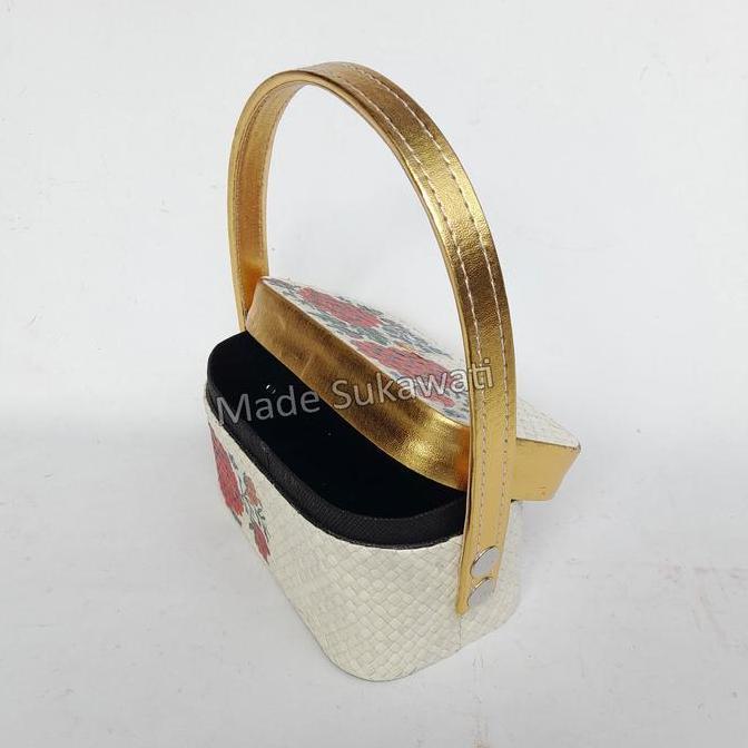 ```````] Tas dompet jinjing anyaman pandan bali motif bunga