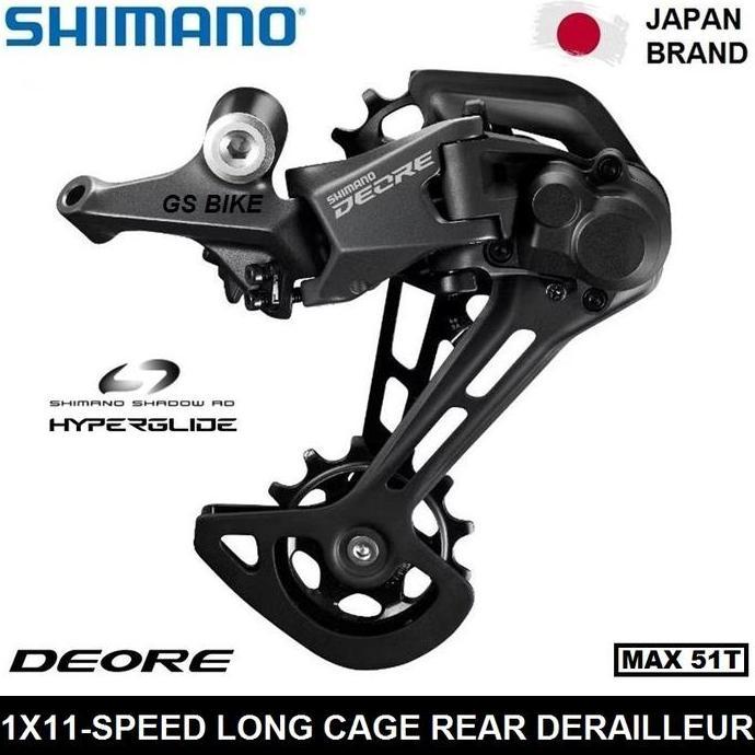SHIMANO DEORE RD-M5100-SGS 1x11-Speed Shadow Rear Derailleur Sepeda MTB Long Cage