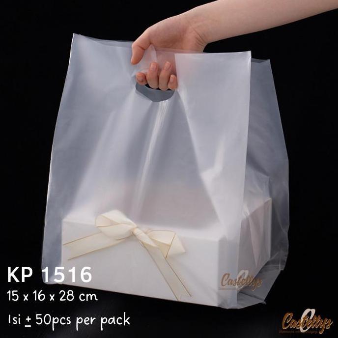 .........] Kantong Plastik KP1516 Polos Doff Kantongan Tenteng Goodie Bag Kue dll