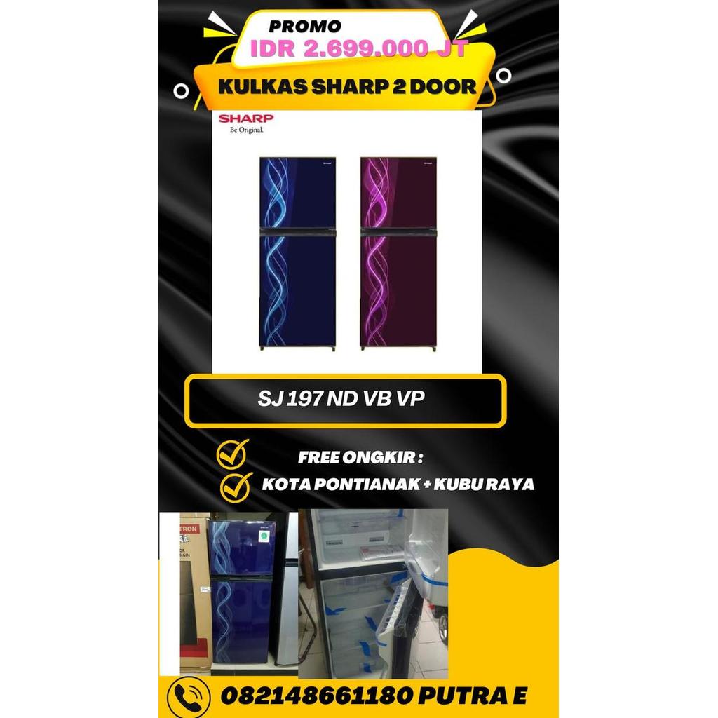 Terlaris Sharp Kulkas 2 Pintu Sj-197Nd Sj 197Nd Sj197 2Pintu Garansi Resmi