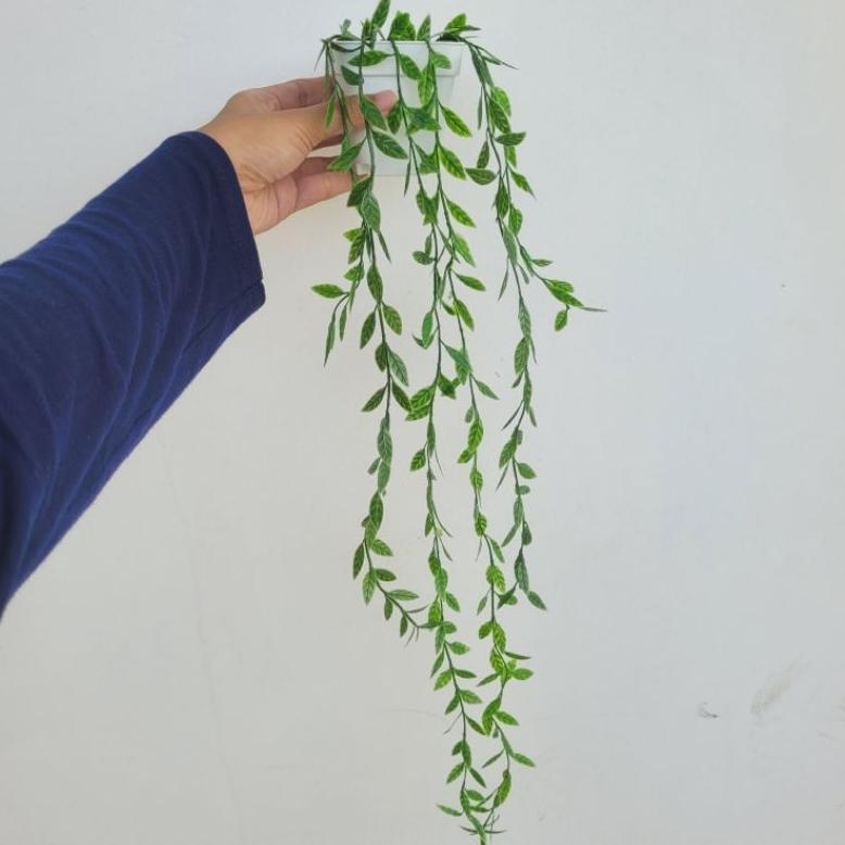 Bergaransi Daun Juntai Plastik + Pot || Daun Juntai Artificial