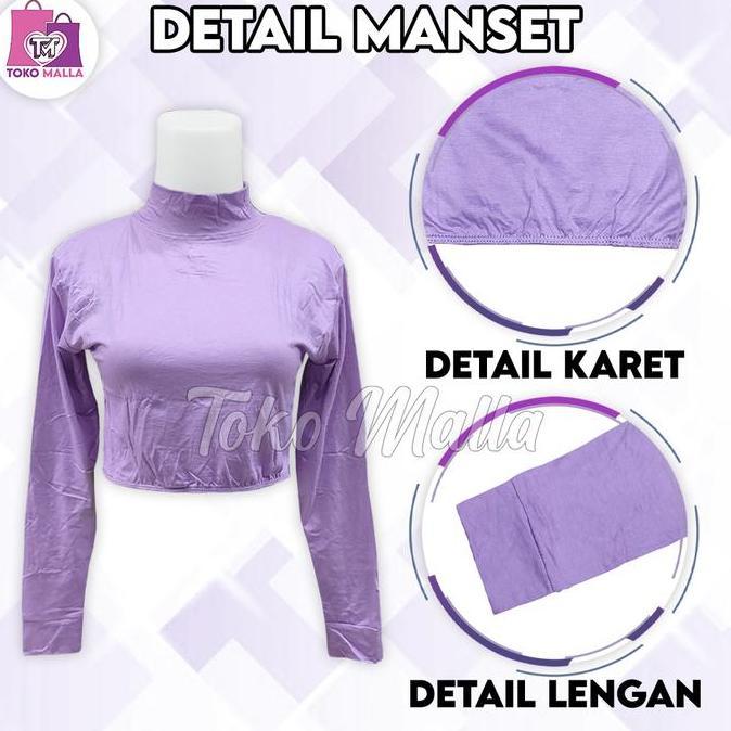DB288 >> Manset Setengah Badan Dalaman Muslimah Lengan Panjang Manset India Tangan Panjang Croptop W