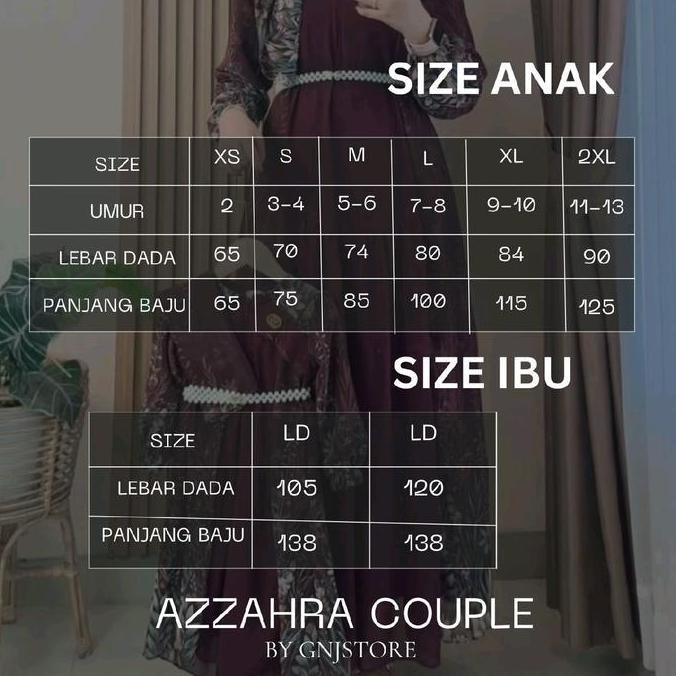 AZZAHRA - GAMIS COUPLE Ceruty Baby DoLL ibu & anak ((DIJUAL SATUAN)))