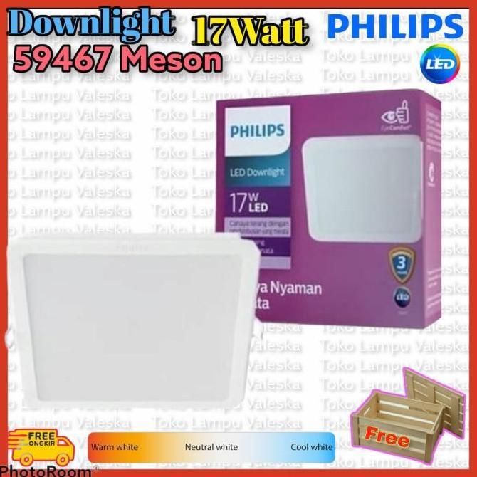 59467 Downlight Meson Persegi Philips 17Watt 6500k/3000k - Putih