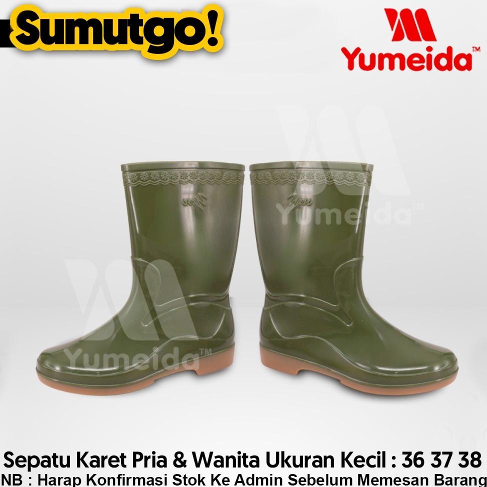 BEST SALE [ UKURAN KECIL 36 37 38 ] Sepatu Boot Karet Setengah Betis YUMEIDA YM2 warna Hijau / PVC R