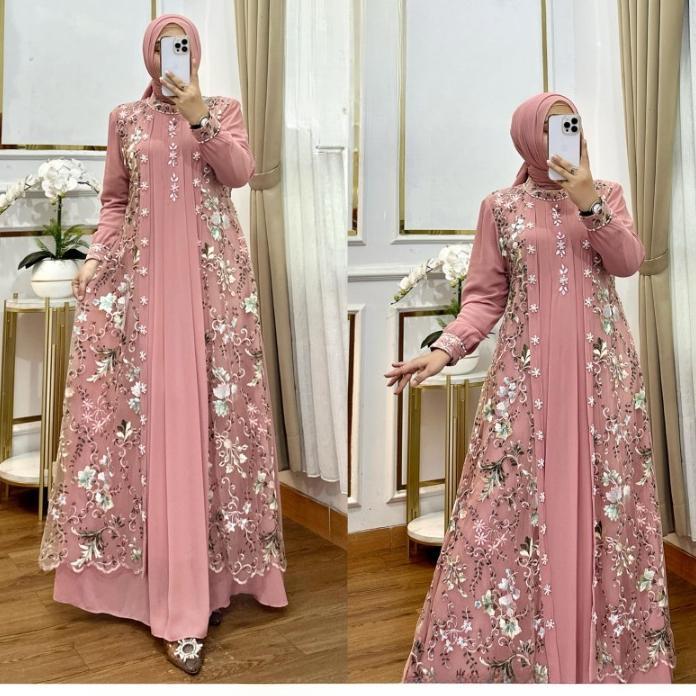 DISKON GAMIS PESTA MEWAH ELEGAN MISELA DRSES BO SIZE M L XL XXL XXXL LD 100-130 CM PB 140 CM BAHAN T