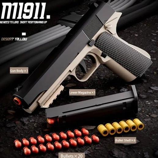 mz_fiktra - mainan colt m1911 auto ejecting tactical dart blaster mainan plastik