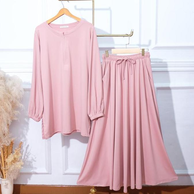 DS213 >> JV Hasanah Setelan Rayon Baju Kurung Busui Rok dan Kulot - Nadia Set Kurung Rok dan Kulot J