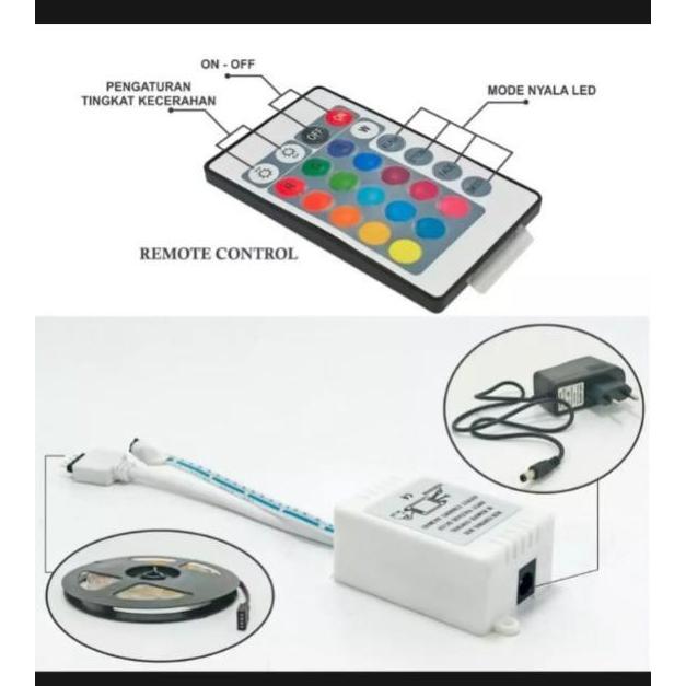 LAMPU LED STRIP RGB 5 Meter Lengkap + Adaptor