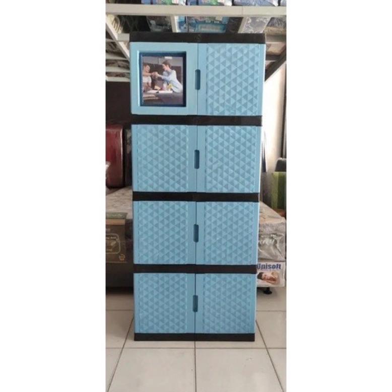 Terlaris Lemari Plastik Kaca / Lemari Baju Kaca / Lemari Rak Serbaguna Kaca