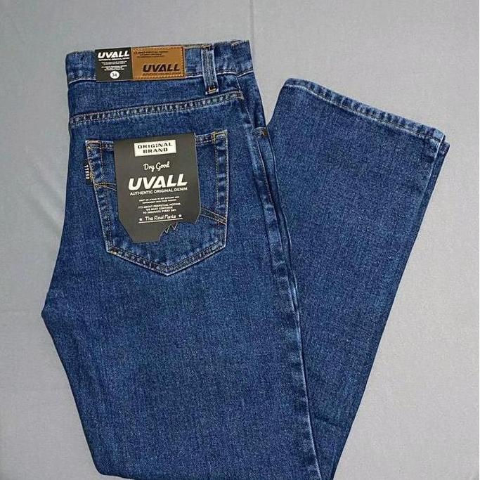 READY UVALL DENIM  - Celana Jeans Panjang Pria original Model Reguler Loose Fit Standar Basic Bahan 