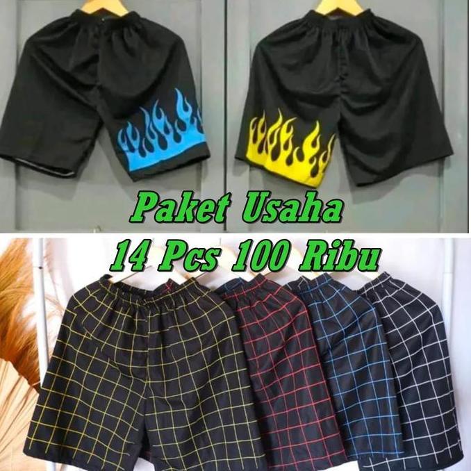 READY Paket Usaha 100 Ribu Dapat 14 Pcs Celana Boxer Api & Tartan Sport Shorts  regular G00D QU4LITY