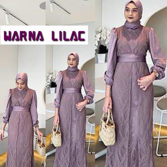 Instancodbisa- Gamis Busui Xiva / Dress Satin Lapis Brukat Premium / Gamis Elegan Mewah Eksklusif Ko