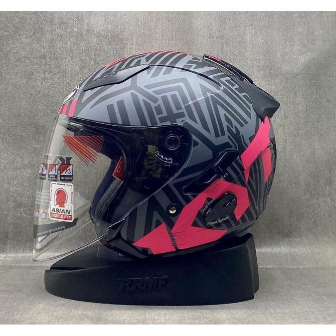 DV95 - KYT GALAXY ALL MOTIF STANDAR ORIGINAL DOT SNI - HELM HALF FACE DOUBLE VISOR COWOK DAN CEWEK T