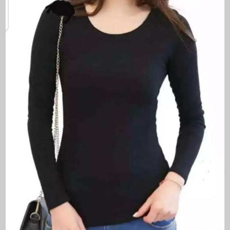 Awet Manset Lengan Panjang Wanita Kerah Oblong / Manset Dalaman Wanita Bahan Kaos/ Manset Kaos 303