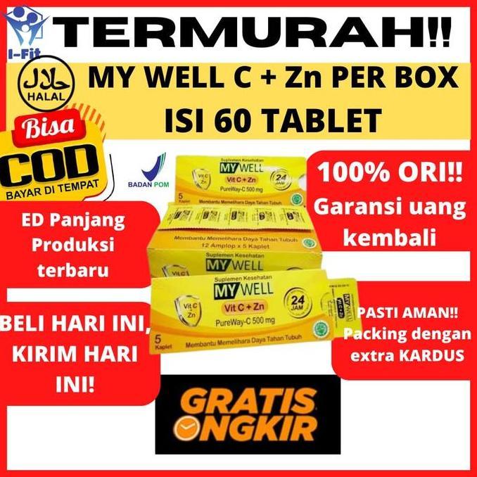 Fit- My Well Vit C + Zn Vitamin C Zink Zinc 500 Mg Per Box Isi 60 Kaplet