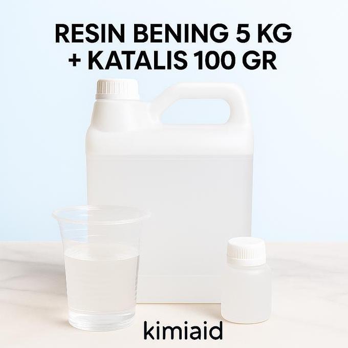 Homemid- Resin Bening 5Kg + Katalis 100 Gram - Resin Bening - Resin Polyester