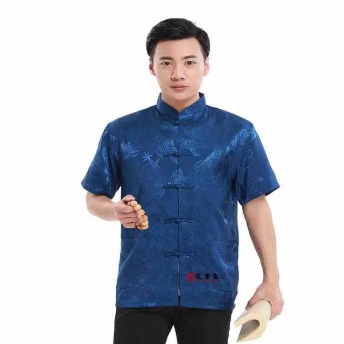 Restok CheongSam Pria Lengan Pendek Motif Naga Import